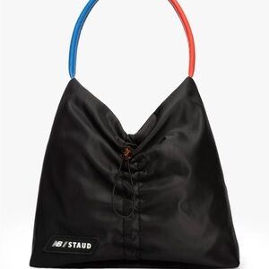 NWT STAUD x New Balance Black Felix Tote Hobo Bag Nylon w Leather Handle